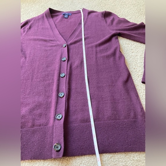 Gap Button Down Cardigan Sweater Small Maroon Red Cotton V Neck Office Casual - Picture 2 of 7